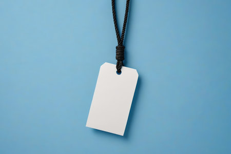 White white hangtag with blue backgroundの素材