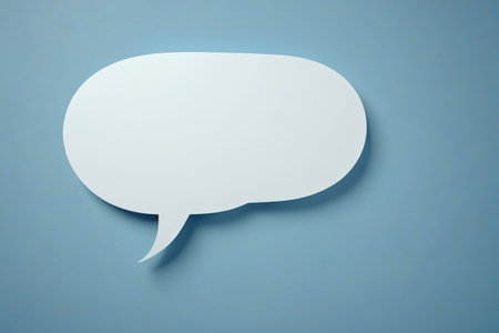Blank dialogue bubble on blue backgroundの素材