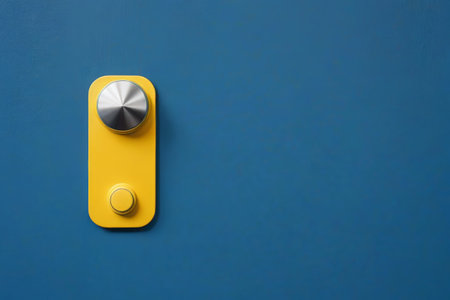 Yellow gray button on blue backgroundの素材