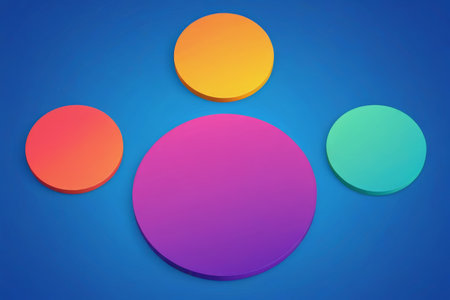 Colorful circular pattern on blue backgroundの素材