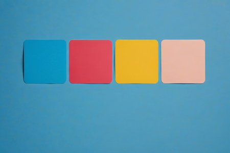 Colorful square material with blue backgroundの素材