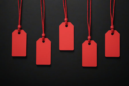Black background red blank hangtagの素材