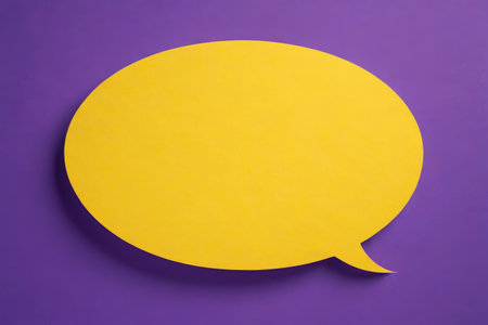 Purple background yellow blank conversation bubbleの素材