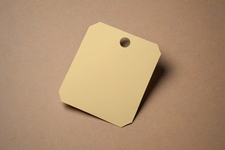 Close up of the yellow blank paper labelの素材