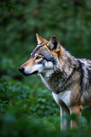 The wolf standing in the forestの素材