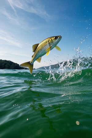 Fish that leaped out of the waterの素材