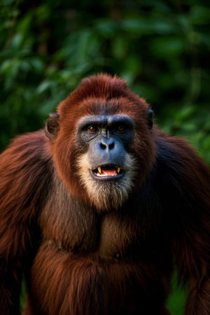 Close up of a red haired gorillaの素材