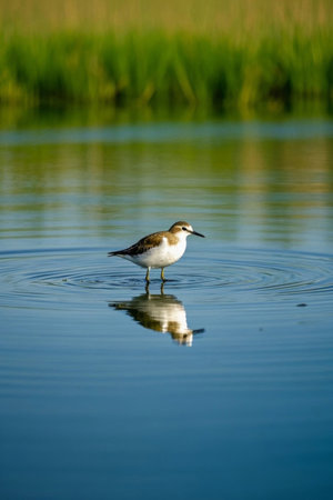 Close up of a bird standing by the waterの素材