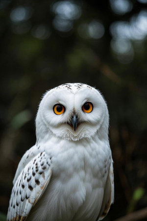 Close up of a white owlの素材