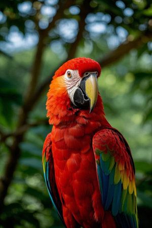 Close up of a colorful macawの素材