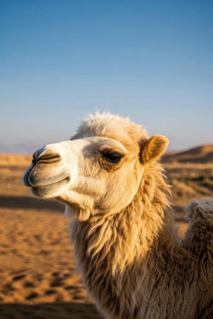 Close up of a camel in the desertの素材
