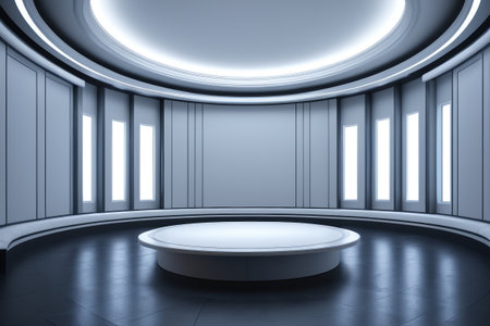 Scenes inside a sci fi style circular roomの素材
