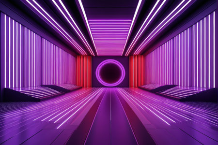 Neon light sci fi style interior spaceの素材