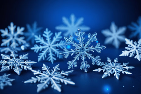 Snowflake decoration on blue backgroundの素材