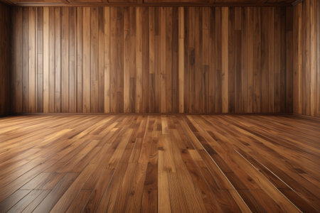 Wood floor and wall interior sceneの素材