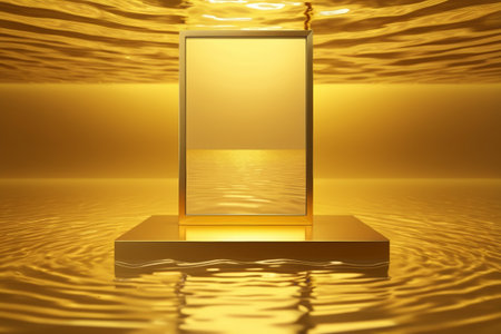 Rectangular frame display on gold backgroundの素材