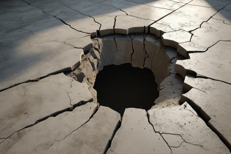 A large pit formed by ground damageの素材