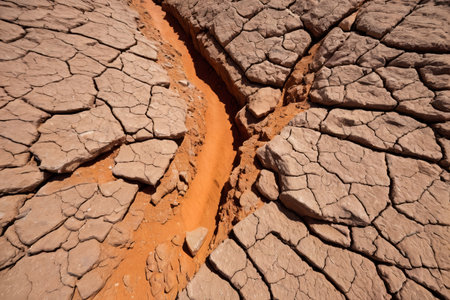 Huge cracks in dry cracked landの素材