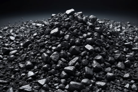 Close up footage of black coal pileの素材