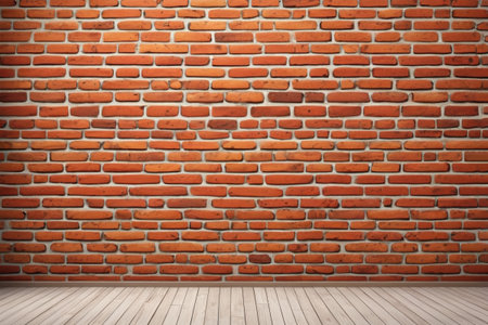 Red brick wall and wooden floor backgroundの素材