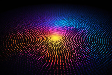 Colorful luminous particles abstract background materialの素材