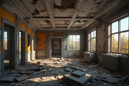 The dilapidated scene in the abandoned roomの素材