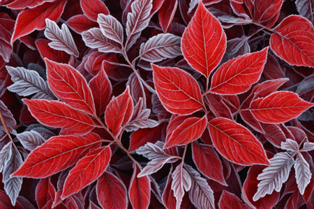 Close up material of red plant leavesの素材