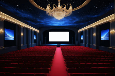 Empty red seats in luxury cinemasの素材