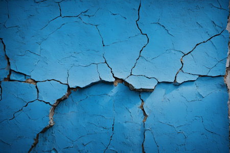 Close up of blue crackle wallの素材