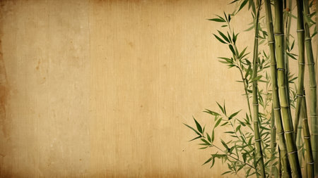Emerald bamboo next to the vintage backgroundの素材