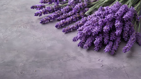 Lavender bouquet on gray backgroundの素材