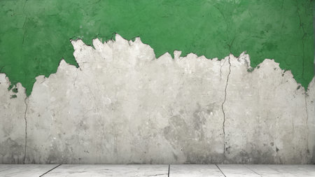 Green and white peeling wall backgroundの素材