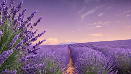 Purple lavender pastoral landscapeの素材