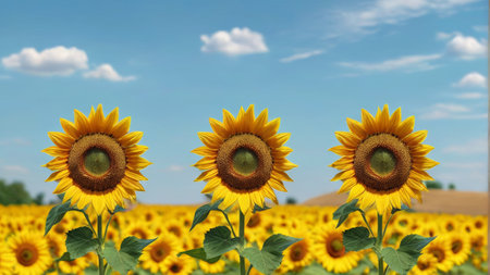 Sunflower fields natural sceneryの素材