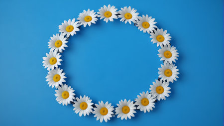 Daisy ring pattern on blue backgroundの素材