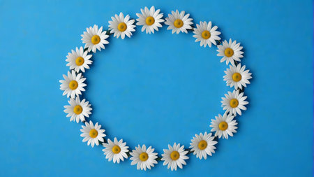 Daisy ring pattern on blue backgroundの素材