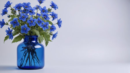 Blue vase with blue flowers still lifeの素材