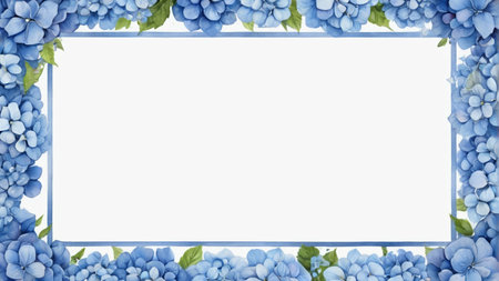 Blue Hydrangea Decorative Frame Materialの素材