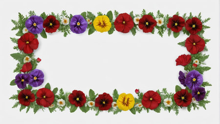 Square frame material composed of colorful flowersの素材
