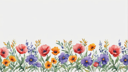 Hand painted colorful flower decoration materialsの素材