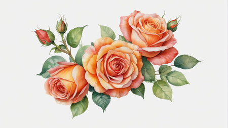 Hand painted orange rose materialの素材