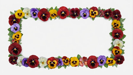 Rectangular wreath of pansy flowersの素材