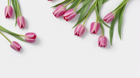 Pink tulip overhead photo background materialの素材