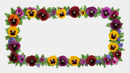 Colorful pansy flower borderの素材
