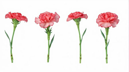 Four pink carnation flowersの素材