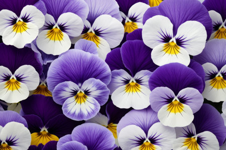 Close up of purple pansy flowersの素材