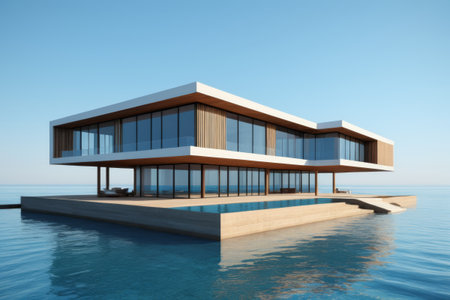 Water Modern Style Villa Architectureの素材