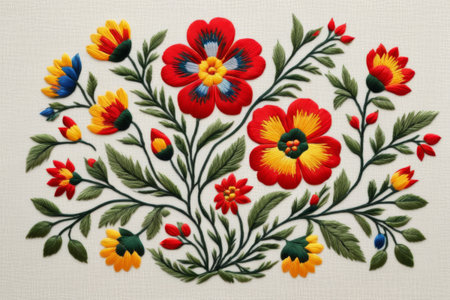 Colorful floral embroidery patternの素材
