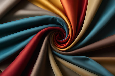 Close up of colorful fabric spiral textureの素材