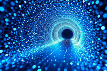 Blue luminous technology tunnel spaceの素材